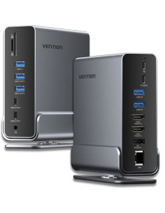 Docking usb tipo-c vention tpuh0/ 2xhdmi/ 1xdisplayport/ 3xusb tipo-c/ 5xusb/ 1xrj45/ 1xlector de tarjetas/ 1xjack 3.5/ 1xusb