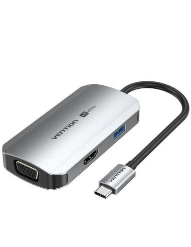 Docking usb tipo-c vention tqahb/ 1xhdmi/ 1xusb/ 1xvga/ 1xusb tipo-c pd/ gris