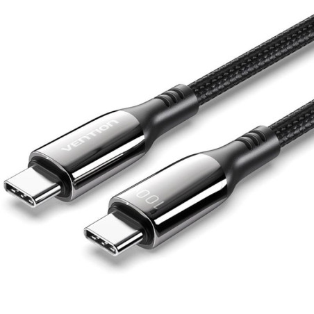 Cable usb 2.0 tipo-c 5a 100w vention ctkbh/ usb tipo-c macho - usb tipo-c macho/ hasta 100w/ 480mbps/ 2m/ negro