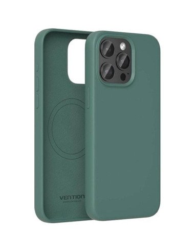 Funda silicona con magsafe vention kufg0-10/ compatible con iphone 15/ verde ciprés