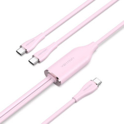 Cable usb tipo-c vention ctmpg/ usb tipo-c macho - 2 x usb tipo-c macho/ hasta 100w/ 480mbps/ 1.5m/ rosa