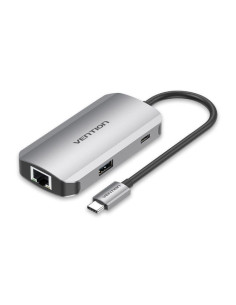 Hub usb tipo-c vention tnfhb/ 3xusb/ 1xrj45/ 1xusb tipo-c pd