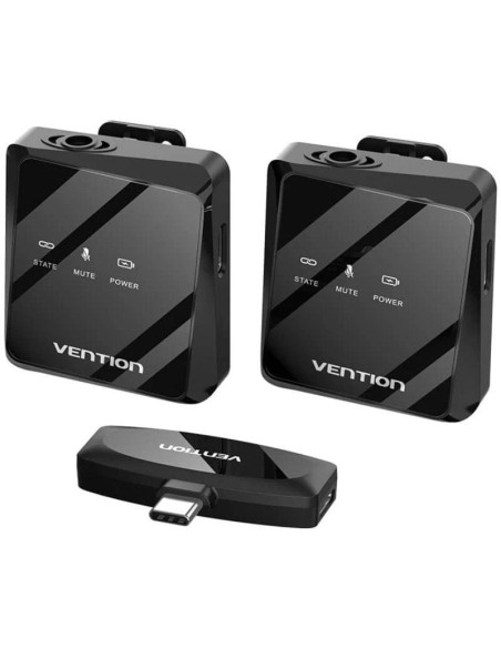 Micrófono inalámbrico con clip vention ncbb0/ usb tipo-c/ incluye receptor/ 2 unidades