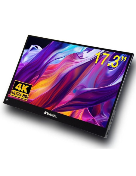 Monitor portátil táctil verbatim pmt-17-4k 17.3'/ 4k/ negro