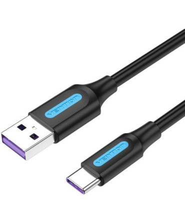 Cable usb 2.0 tipo-c vention corbg/ usb macho - usb tipo-c macho/ 480mbps/ 1.5m/ negro
