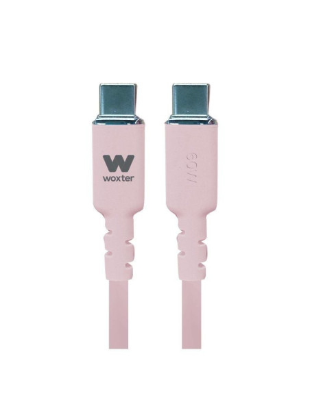 Cable usb 2.0 tipo-c woxter pe26-187/ usb tipo-c macho - usb tipo-c macho/ hasta 60w/ 480mbps/ 1.2m/ rosa