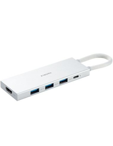 Docking usb 3.0 tipo-c xiaomi 5 en 1/ 3xusb/ 1xusb tipo-c pd/ 1xhdmi/ blanco