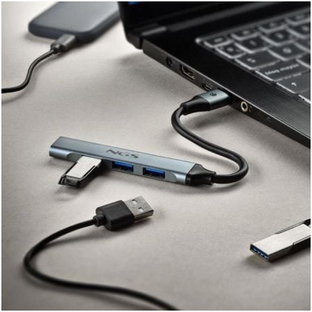 Hub usb ngs ihub4 micro/ 4xusb/ gris