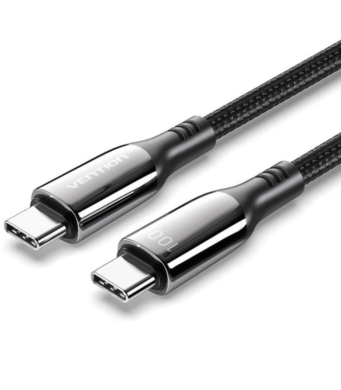 Cable usb 2.0 tipo-c 5a 100w vention ctkbav/ usb tipo-c macho - usb tipo-c macho/ hasta 100w/ 480mbps/ 1.2m/ negro