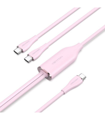 Cable usb tipo-c vention ctmpg/ usb tipo-c macho - 2 x usb tipo-c macho/ hasta 100w/ 480mbps/ 1.5m/ rosa