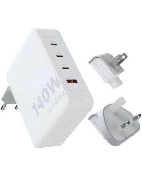 Cargador de pared universal xtorm xvc2140/ 3xusb tipo-c/ 1xusb + cable usb tipo-c/ 140w