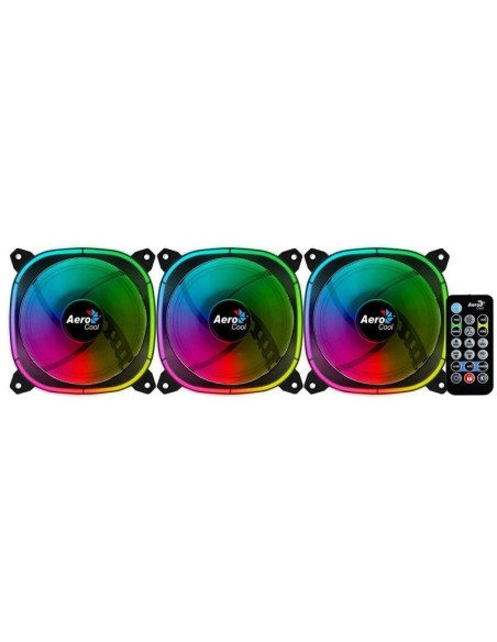 Pack 3 ventiladores aerocool astro 12 pro/ 12cm + h66f hub + mando a distancia