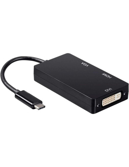 Conversor aisens a109-0343/ usb tipo-c macho - dvi hembra/ vga hembra / hdmi hembra/ 15cm/ negro