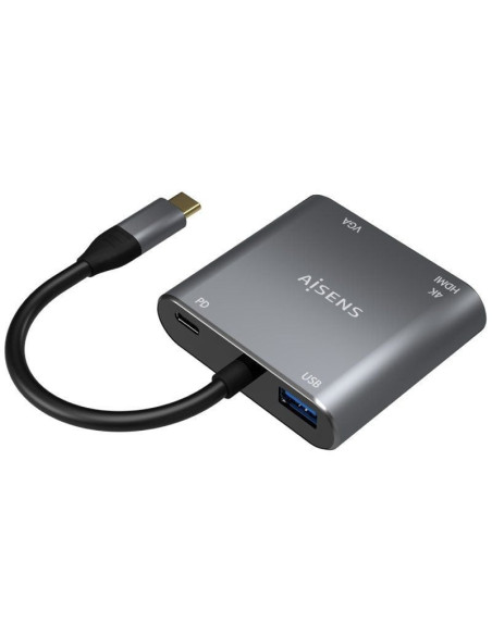 Conversor aisens a109-0626/ hdmi hembra - vga hembra - usb tipo-c macho - usb hembra - usb tipo-c hembra/ 15cm/ gris