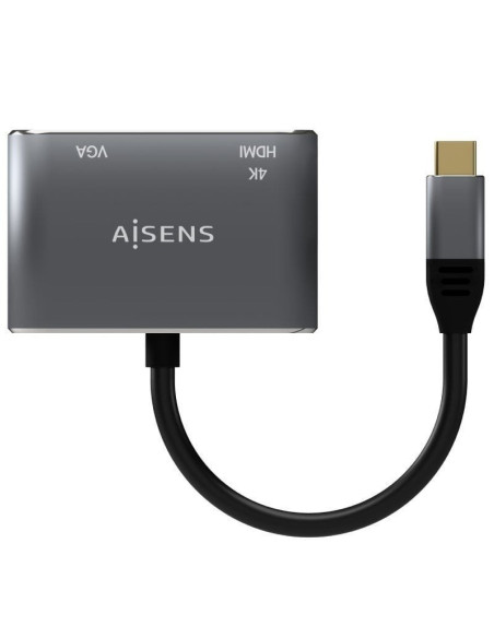 Conversor aisens a109-0627/ hdmi hembra - vga hembra - usb tipo-c macho/ 15cm/ gris