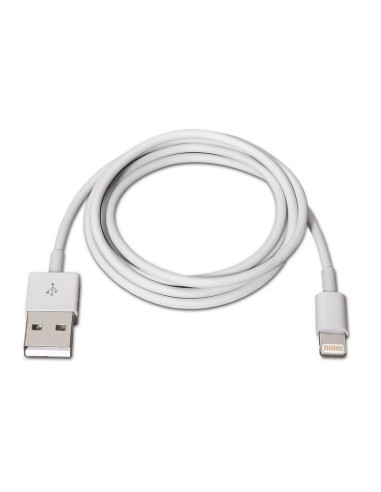 Cable usb 2.0 lightning aisens a102-0036/ usb macho - lightning macho/ hasta 2.5w/ 60mbps/ 2m/ blanco