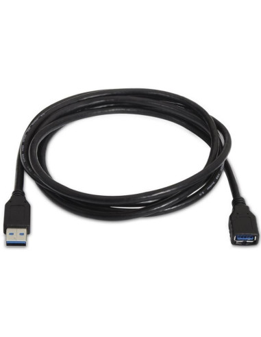 Cable alargador usb 3.0 aisens a105-0041/ usb macho - usb hembra/ hasta 9w/ 625mbps/ 1m/ negro