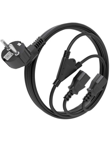 Cable alimentación cpu aisens a132-0864/ cee7 macho - 2x c13 hembra/ 1.8m/ negro