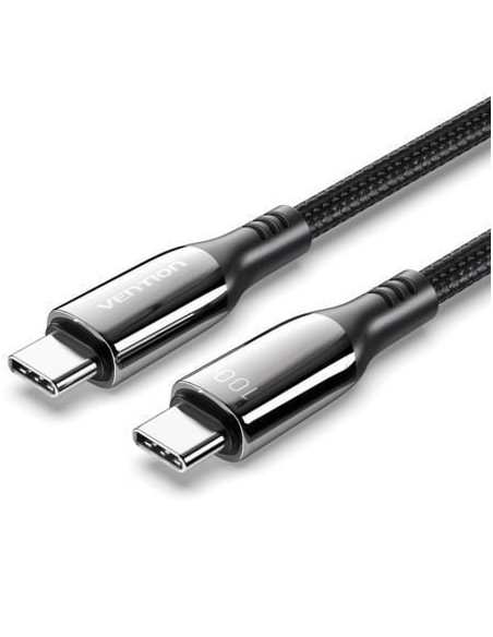 Cable usb 2.0 tipo-c 5a 100w vention ctkbav/ usb tipo-c macho - usb tipo-c macho/ hasta 100w/ 480mbps/ 1.2m/ negro