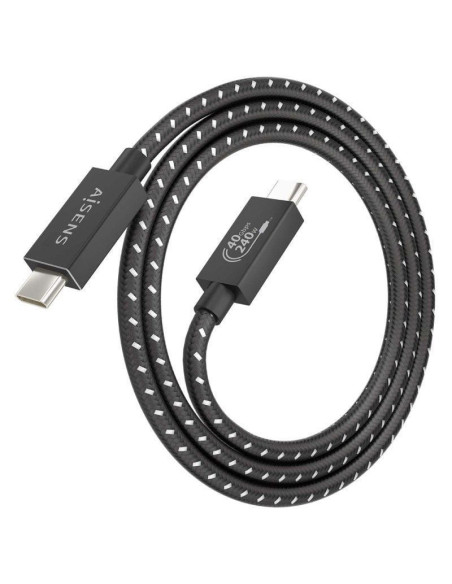 Cable usb 4.0 tipo-c aisens a156-0867/ usb tipo-c macho - usb tipo-c macho/ hasta 240w/ 1m/ gris
