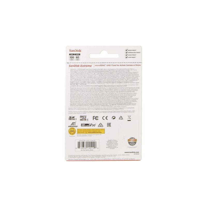 Tarjeta de memoria sandisk extreme 32gb microsd hc uhs-i con adaptador/ clase 10/ 100mbs
