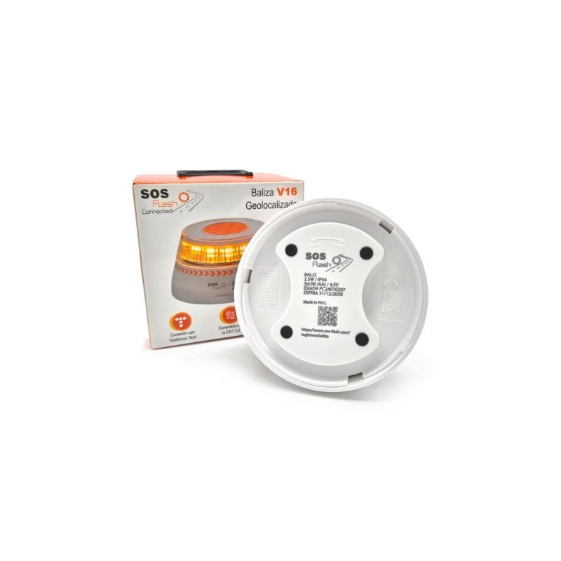 Luz baliza de emergencia para coche sos flash v16 connected iot bal/2/ homologada/ base imantada/ geolocalizable/ funciona a