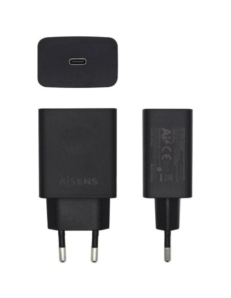 Cargador de pared aisens asch-1pd20-bk/ 1xusb tipo-c/ 20w