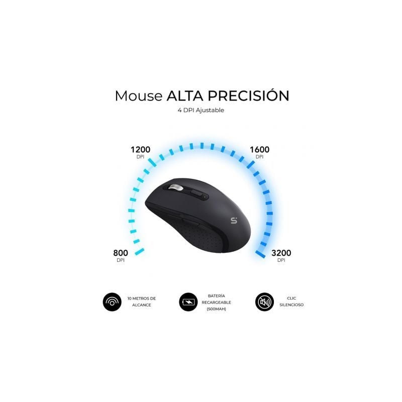 Teclado y ratón inalámbrico subblim combo dual office prowave/ negro