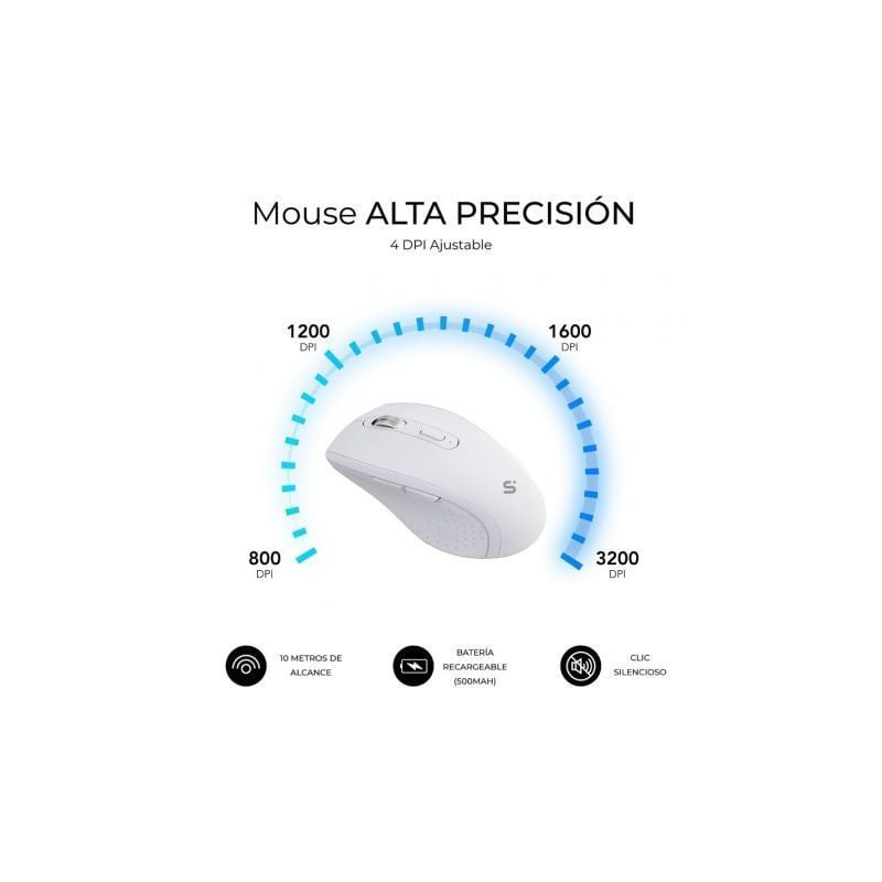 Teclado y ratón inalámbrico subblim combo dual office prowave/ blanco