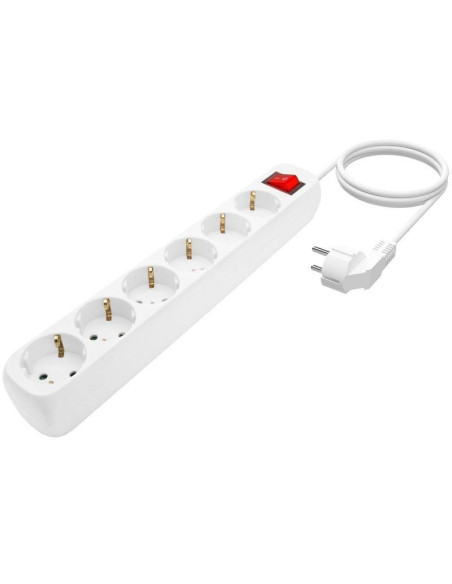 Regleta con interruptor aisens a154-0535/ 6 tomas de corriente/ cable 1.4m/ blanco