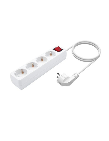 Regleta con interruptor aisens a154-0649/ 4 tomas de corriente/ cable 1.4m/ blanco