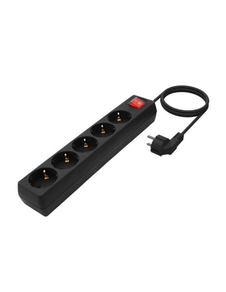 Regleta con interruptor aisens a154-0652/ 5 tomas de corriente/ cable 1.4m/ negro