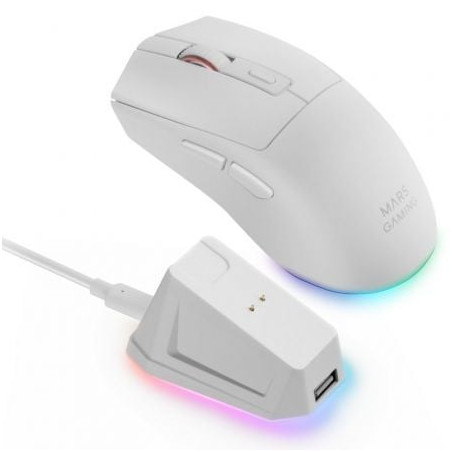Ratón gaming inalámbrico mars gaming mm-t3/ batería recargable/ hasta 14400 dpi/ blanco