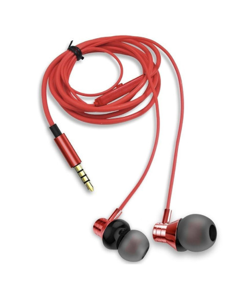 Auriculares intrauditivos aiwa estm-50rd/ con micrófono/ jack 3.5/ rojos