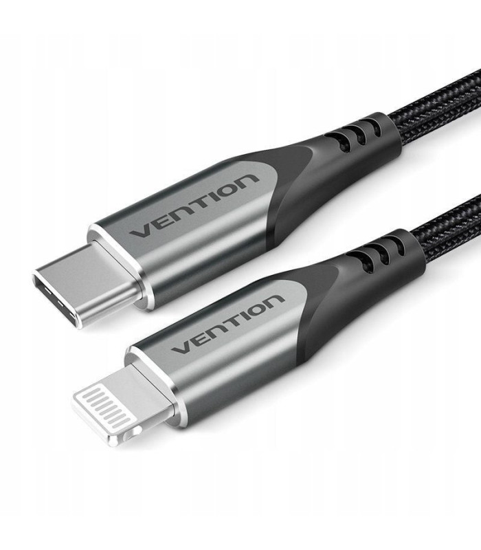 Cable usb 2.0 tipo-c lightning vention tachf/ usb tipo-c macho - lightning macho/ 480mbps/ 1m/ gris
