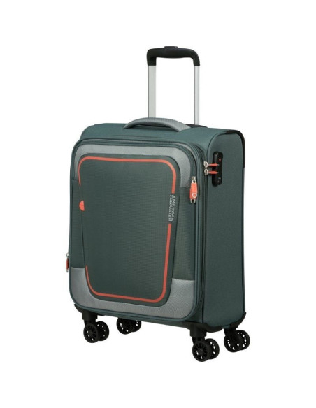 Maleta de cabina american tourister pulsonic spinner 55cm/ 55x40x23cm/ 4 ruedas/ verde bosque oscuro