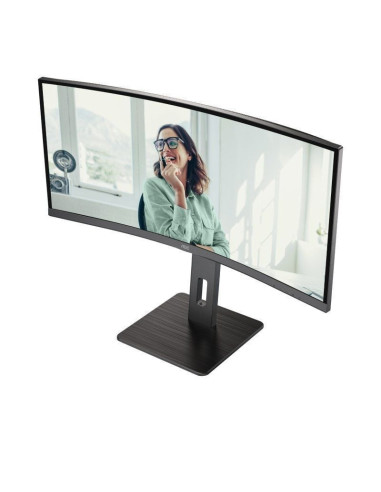 Monitor profesional curvo aoc cu34p3cv 34'/ wqhd/ multimedia/ regulable en altura/ negro