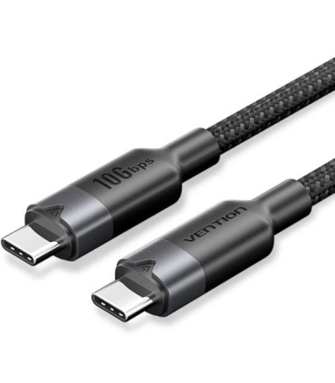 Cable usb 3.2 tipo-c 5a vention trgbf/ usb tipo-c macho - usb tipo-c macho/ hasta 100w/ 10gbps/ 1m/ negro