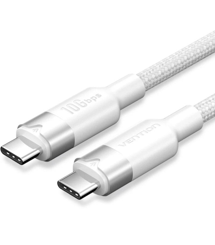 Cable usb 3.2 tipo-c 5a vention trgwd/ usb tipo-c macho - usb tipo-c macho/ hasta 100w/ 10gbps/ 50cm/ blanco