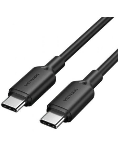 Cable usb 2.0 tipo-c 3a vention trcbf/ usb tipo-c macho - usb tipo-c macho/ hasta 60w/ 480mbps/ 1m/ negro