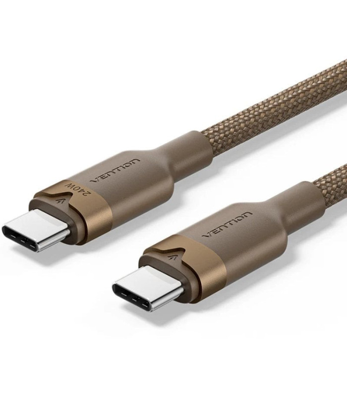 Cable usb 2.0 tipo-c 5a vention trijh/ usb tipo-c macho - usb tipo-c macho/ hasta 240w/ 480mbps/ 2m/ dorado