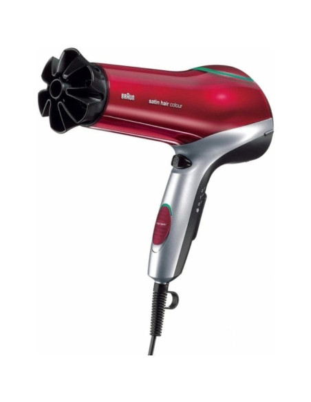 Secador braun satin hair 7 hd770e/ 2200w/ iónico/ rojo y plata