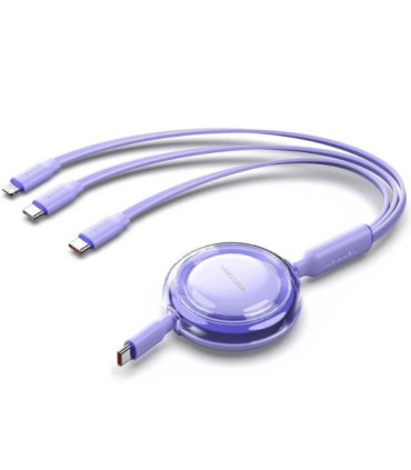 Cable usb tipo-c 2.0 5a vention trjvbe/ usb tipo-c macho - 3x usb tipo-c macho/ hasta 100w/ 480mbps/ 1.1m/ morado