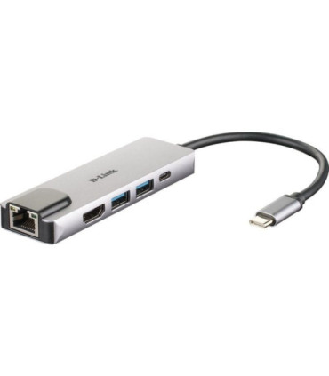 Docking usb tipo-c d-link dub-m520/ 2xusb/ 1xusb tipo-c/ 1xhdmi 4k/ 1xrj45/ 1xthunderbolt/ gris