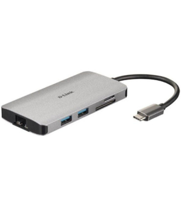 Docking usb tipo-c d-link dub-m810/ 3xusb/ 1xusb tipo-c/ 1xthunderbolt/ 1xhdmi 4k/ 1xrj45/ 1xlector tarjetas/ gris