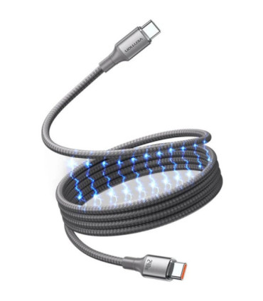 Cable magnético usb 2.0 tipo-c 5a vention tsajf/ usb tipo-c macho - usb tipo-c macho/ hasta 240w/ 480mbps/ 1m/ titanio