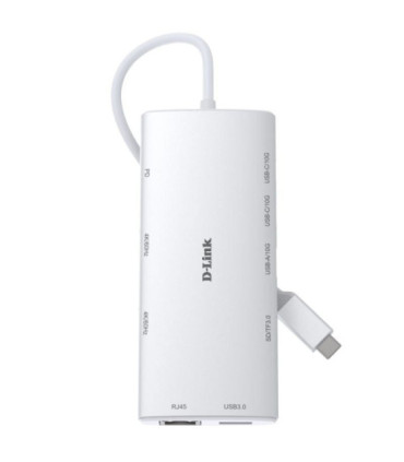 Docking usb tipo-c d-link dup-a01/ 1xusb/ 2xusb tipo-c/ 2xhdmi 4k/ 1xrj45/ 1xlector de tarjetas/ 1xusb tipo-c pd/ blanco