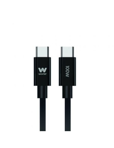 Cable usb 2.0 tipo-c woxter pe26-191/ usb tipo-c macho - usb tipo-c macho/ hasta 100w/ 480mbps/ 3m/ negro