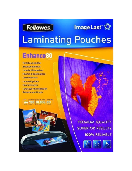 Fundas para plastificar fellowes 5306114/ a4/ 80 micras/ 100 unidades