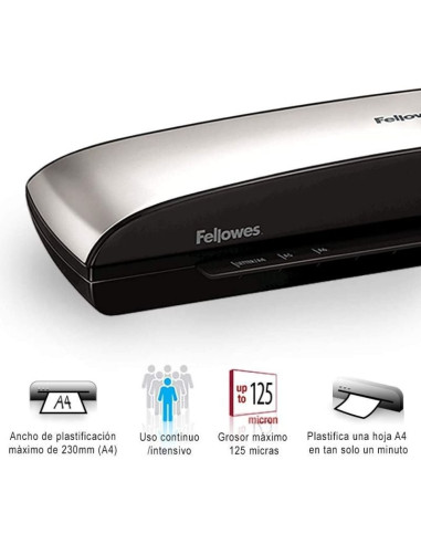 Plastificadora fellowes spectra a4/ hasta a4 y 125 micras/ negra y gris